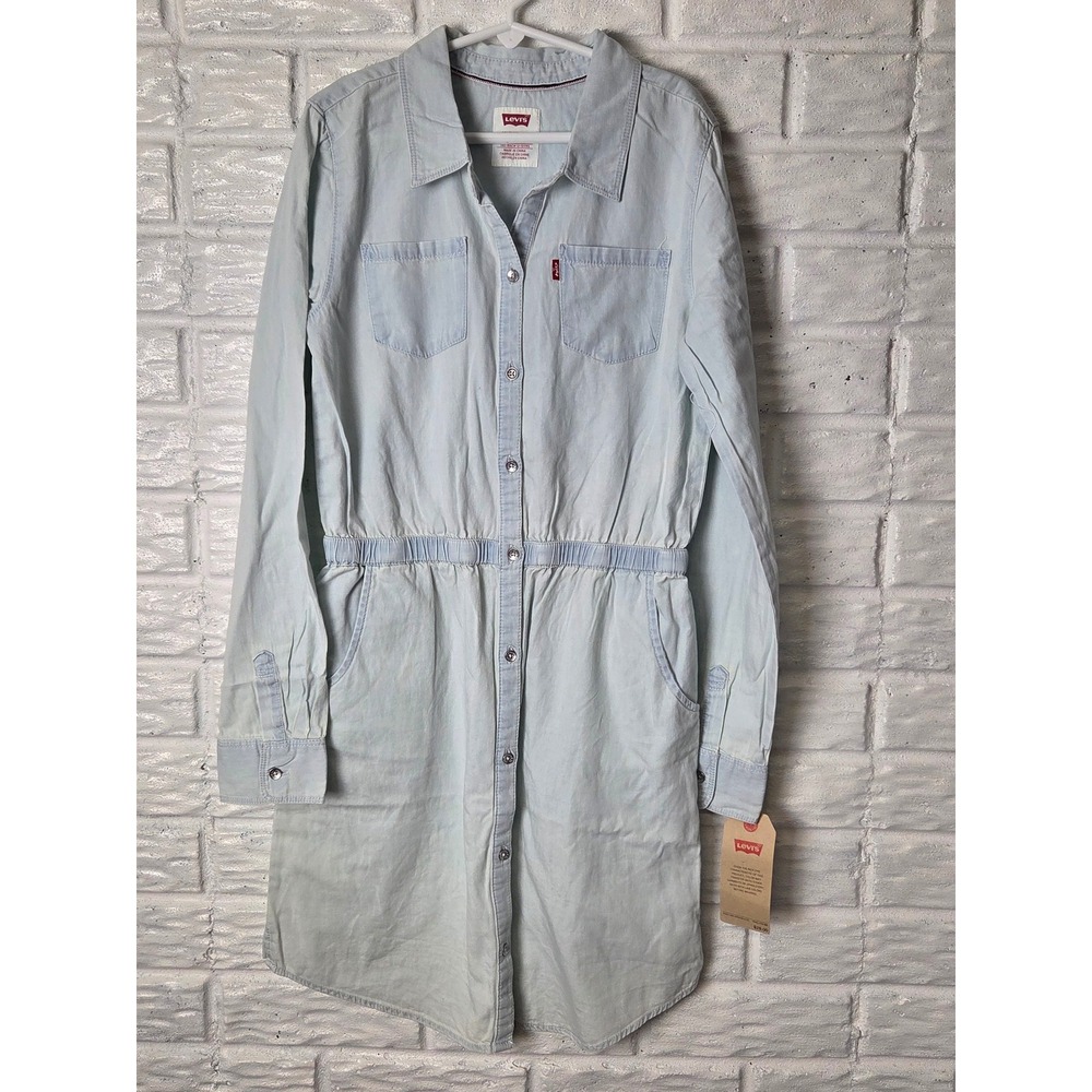 Levis Girls size Large (12) Shirt dress Light wash NWT chambray long sleeve